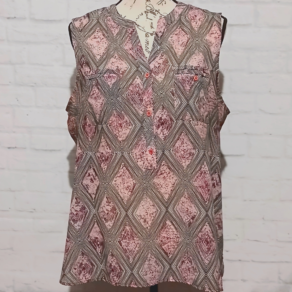 Covington Sleeveless Geometric Pattern Top, XL